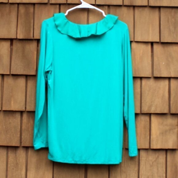Matilda Jane Women's Forever Friends Britta Long Sleeve Green Ruffle Blouse XL - Picture 5 of 6